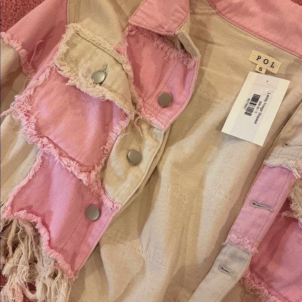 Pink and Tan Fringe Jacket - Picture 2 of 4